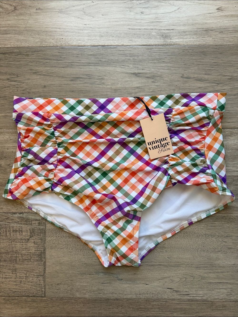 NWT Unique Vintage Gingham Marlene Crop Swim Bikini Bottoms